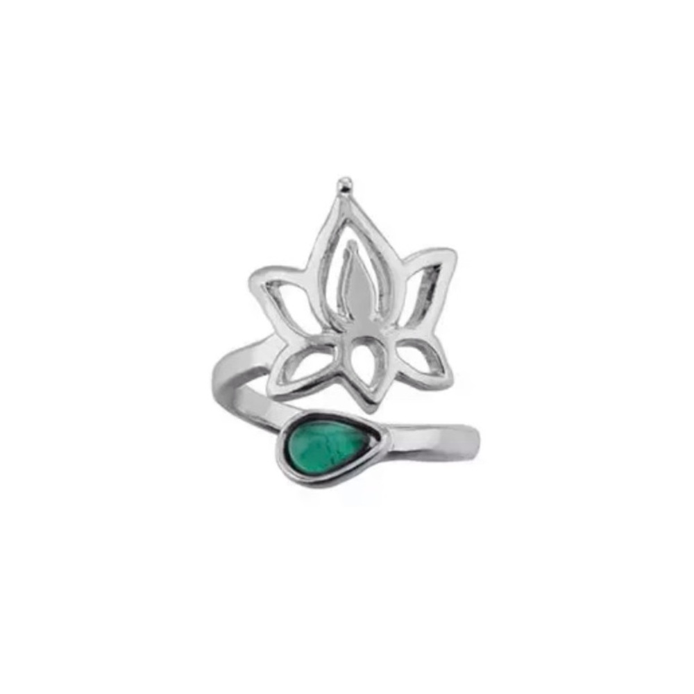 3/$30 Silver Bohemian Lotus Flower Toe Ring - Picture 2 of 5